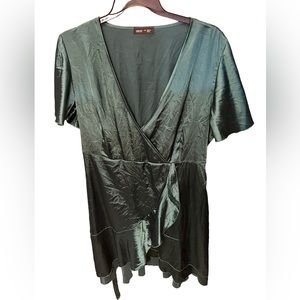Silky Emerald Wrap Blouse
